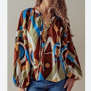 Stylish Multicolor Geometric Blouse